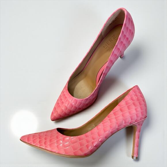 Naturalizer Anna Women's Heels Flamingo Pink Croco Leather Size 8 - Picture 1 of 7